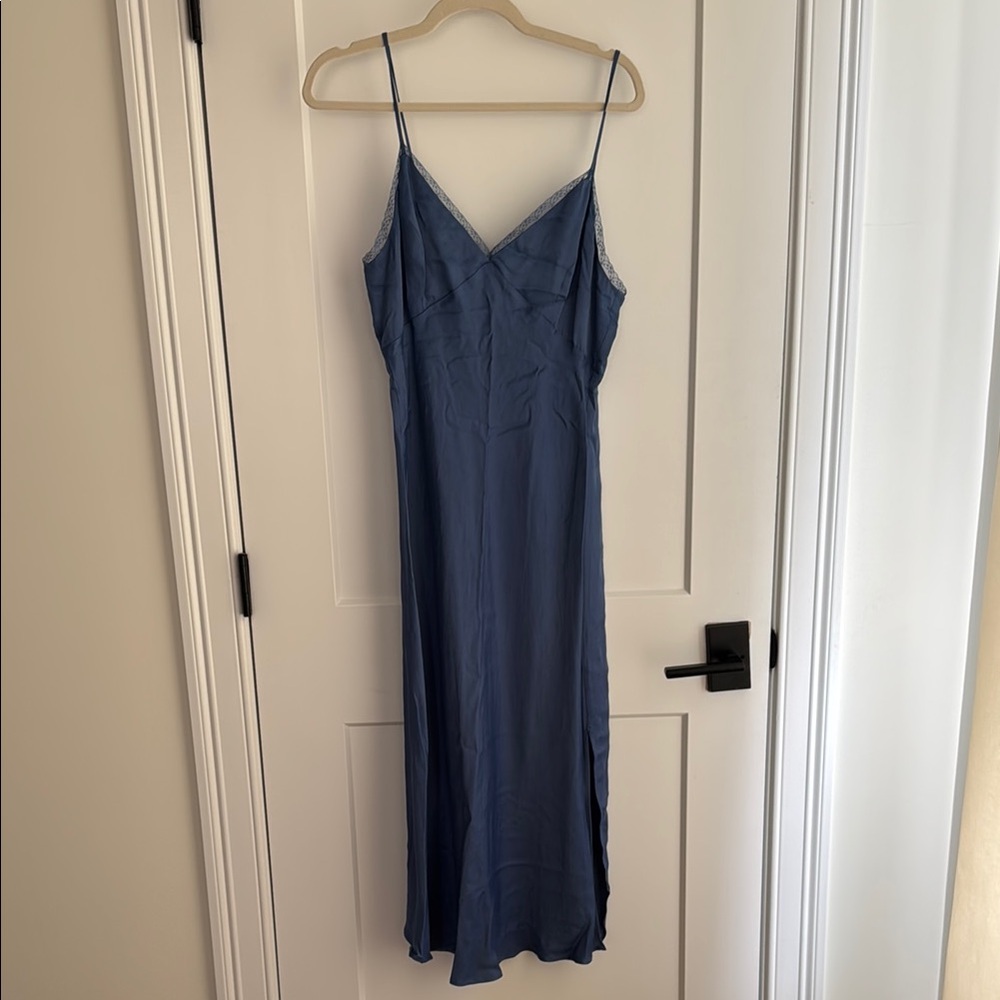 Zara Blue Midi Slip Dress